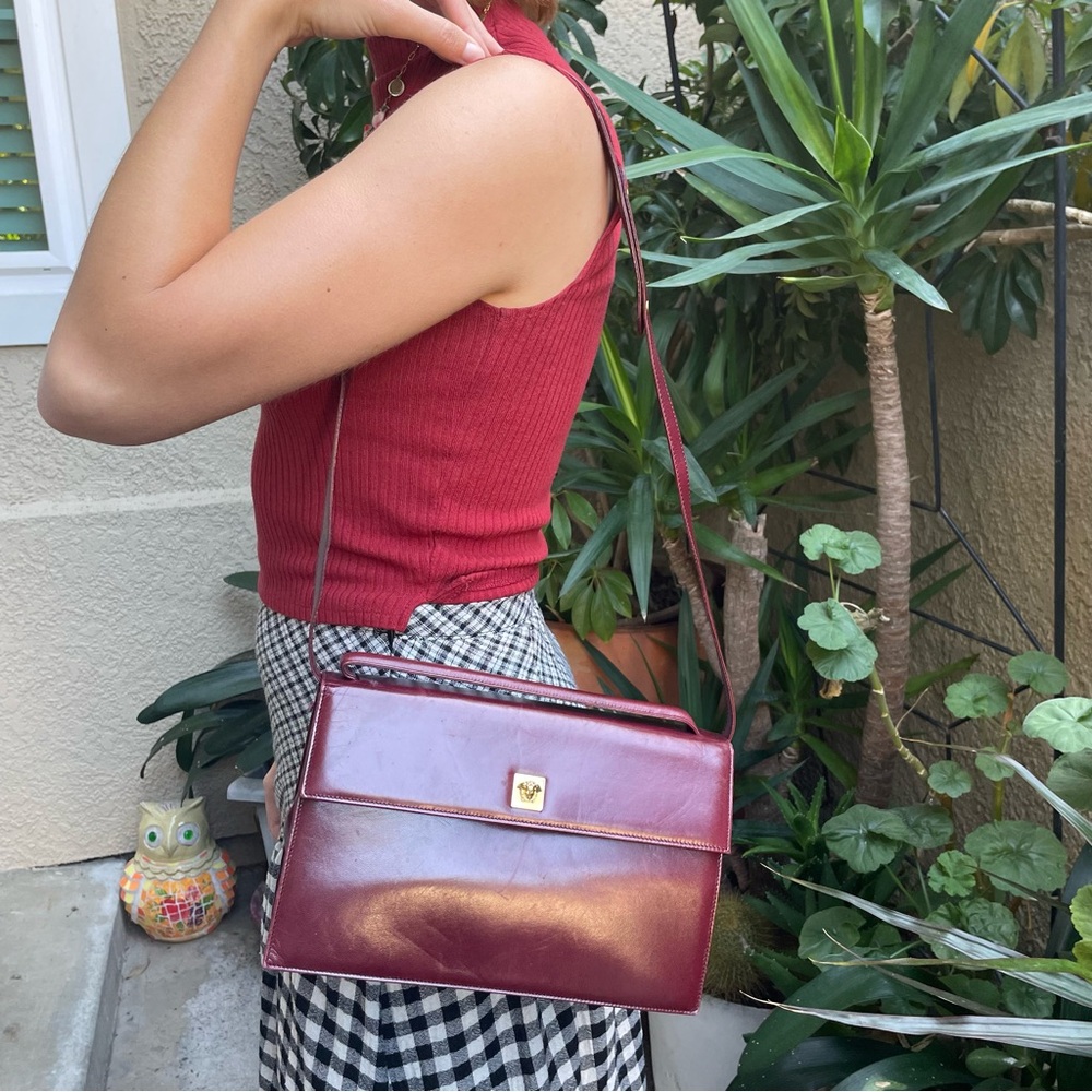 Vintage 70’s burgundy/gold Gianni Versace calfskin leather purse